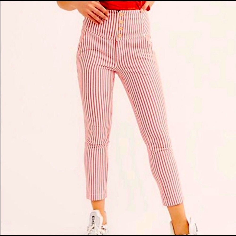 Free People Stripes Skinny Jeans